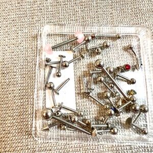 Silver and Pink Piercing Jewelry Set